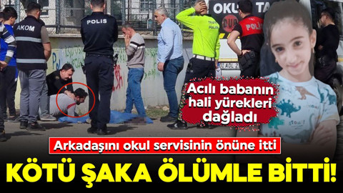 Kötü şaka ölümle bitti! Arkadaşını okul servisinin önüne itti: Babanın hali yürekleri dağladı