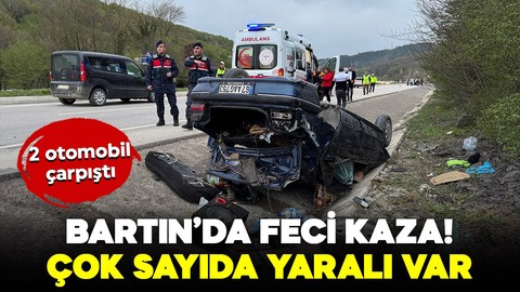 Bartın'da feci kaza: 2 otomobil çarpıştı, çok sayıda yaralı var