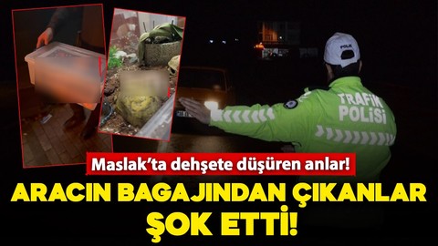 Maslak’ta dehşete düşüren anlar! Polis uygulamasında aracın bagajından çıkanlar şok etti