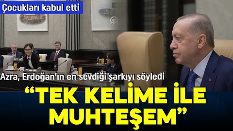 Cumhurbaşkanı Erdoğan çocukları kabul etti! Azra'nın söylediği şarkı Erdoğan'ı mest etti!