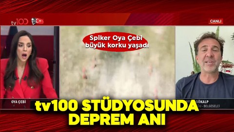 tv100 stüdyosunda 6.2'lik deprem anı! Haber spikeri Oya Çebi büyük bir korku yaşadı