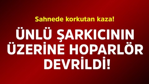 Sahnede korkutan kaza! Ünlü şarkıcının üzerine hoparlör devrildi