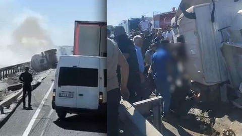 Mardin’de feci kaza! Akaryakıt tankeri devrildi: Ölü ve yaralı var