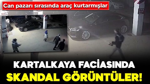 Kartalkaya'daki yangın faciasında skandal görüntüler! Can pazarı sırasında araç kurtarmışlar