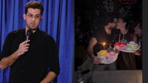 Ünlü komedyen Doğu Demirkol'dan romantik kutlama! Sevgilisi Ayşe Kırca'yı öpmelere doyamadı