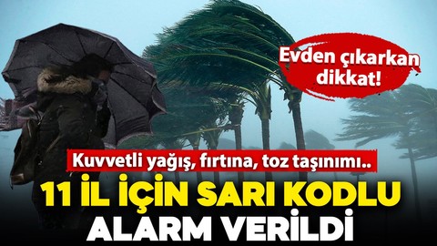 Meteorolojiden 11 ile sarı kodlu uyarı: Kuvvetli yağış, fırtına ve toz taşınımı bekleniyor!