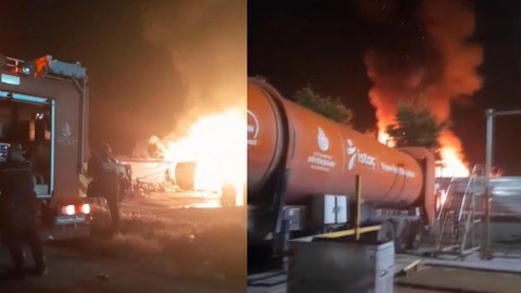 Silivri'de 15 baraka alev alev yandı