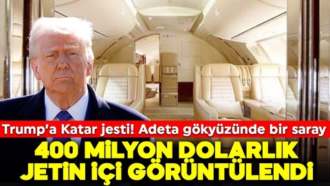 Trump'a Katar jesti! Gökyüzünde bir saray! 400 milyon dolarlık jetin içi görüntülendi!