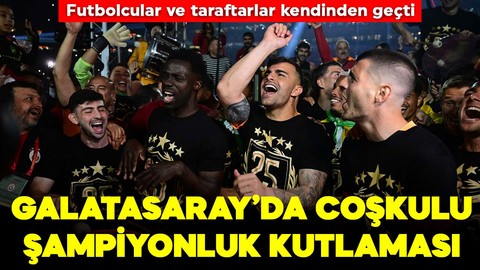 Galatasaraylı futbolculardan coşkulu şampiyonluk kutlaması