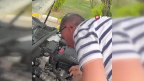 Karabük'te otomobilin motor kısmından bağırışlar geliyordu. Motoru açtıklarında karşılarında 1 tanesini gördüler