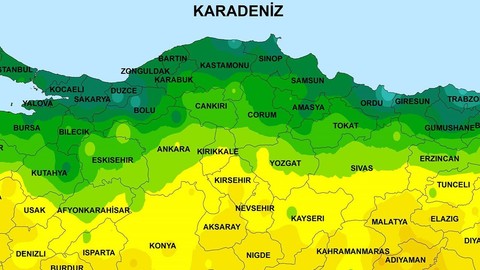 Perşembe etkisini artıracak Amasya, Artvin, Bolu, Giresun, Gümüşhane, Kastamonu, Ordu, Rize, Samsun, Trabzon, Zonguldak'a 1 kez bile dokunmayacak