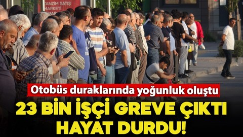 İzmir’de 23 bin işçi greve çıktı; hayat durdu! Otobüs duraklarında yoğunluk oluştu