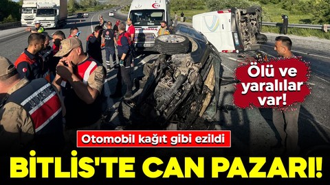 Bitlis'te can pazarı! Otomobil kağıt gibi ezildi: Ölü ve yaralılar var!