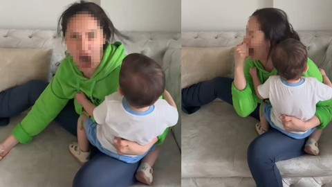 Görüntüler dehşete düşürdü! Sinir krizi geçirip çocuğuna şiddet uyguladı! Tepkiler çığ gibi geldi