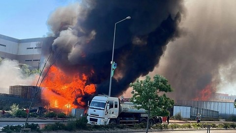 Kocaeli'de palet fabrikasında yangın