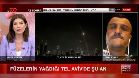 Türk vatandaşı Hakan Yıldız füzelerin yağdığı Tel Aviv'den tv100'e konuştu: Marketlerde ve gıda tedariğinde son durum ne, Netanyahu sığınakta mı?