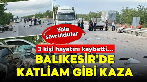 Balıkesir'de katliam gibi kaza! Otomobil kamyonete çarptı! 3 ölü