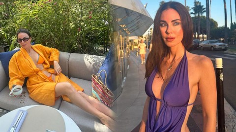 Defne Samyeli'den nefes kesen tatil paylaşımı! Turuncu bikinisiyle pozlar verdi! "Kim der ki 2 çocuk annesi"