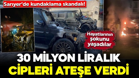 Sarıyer’de kundaklama skandalı! 30 milyon liralık cipleri ateşe verdi: O anlar kamerada
