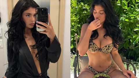 Kylie Jenner'dan yürek hoplatan tatil paylaşımı! Leopar desenli bikinisiyle pozlar verdi, o hali sosyal medyayı salladı