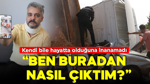 Hurdaya dönen otomobilden mucize kurtuluş! Kendi bile hayatta olduğuna inanamadı! ‘Ben buradan nasıl çıktım’