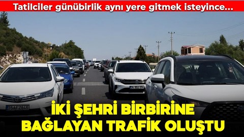 İki şehri birbirine bağlayan trafik: 60 kilometre... Tatilciler yolda kaldı