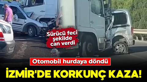 İzmir'de korkunç kaza! Karşı şeride geçen araç TIR'la kafa kafaya çarpıştı: Sürücü feci şekilde can verdi