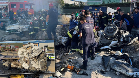 Kocaeli'de katliam gibi kaza! 2 otomobil ve TIR çarpıştı: 5 ölü ve yaralı var