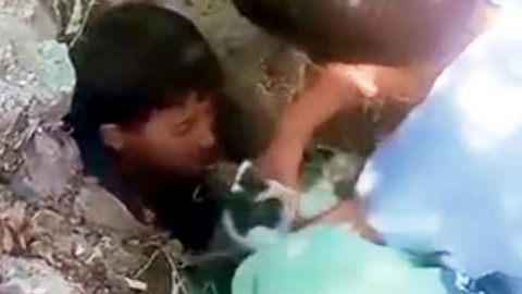Ağrı’da taşlarla kapatılan foseptikte mahsur kalan yavru kedi çocukların dikkatiyle kurtarıldı