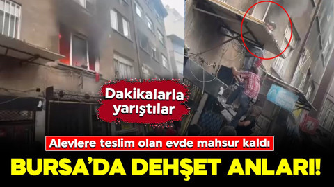 Bursa’da dehşet anları! Dakikalarla yarıştılar: Alevlerin arasında kalan kadını mahalleli kurtardı
