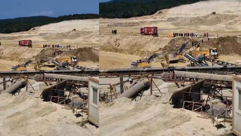 Çatalca'da kum ocağında göçük! 2 işçi balçık içinde