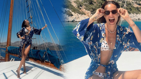 Sedef Avcı tekne tatilinden paylaştı! Bikinili pozlarıyla mest etti, kusursuz fiziği dikkat çekti