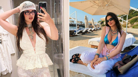 Derin Talu'dan olay plaj paylaşımı! Metalik mavi bikinisiyle ortalığı yaktı geçti, iddialı tarzına beğeni yağdı