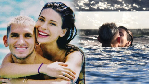 Devrim Özkan ile Lucas Torreira mavi sularda aşk tazeledi! Birbirlerini öpücüklere boğdular