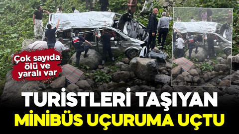 Turistleri taşıyan minibüs uçuruma yuvarlandı: Çok sayıda ölü ve yaralı var