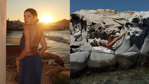 Elvin Levinler'den nefes kesen tatil paylaşımı! Bikinisiyle kayalıklarda pozlar verdi, fit vücudu dikkat çekti