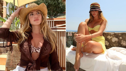 Ezgi Eyüboğlu tatilden paylaştı! Sarı renk bikinisiyle verdiği pozlar mest etti