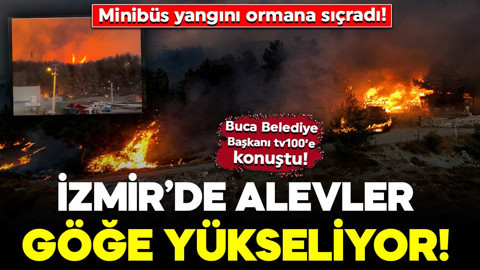 İzmir'de minibüs yangını ormana sıçradı! Havadan ve karadan müdahale sürüyor: 3 gözaltı var