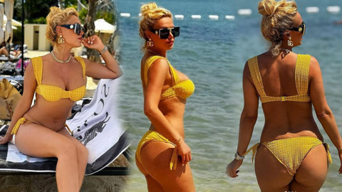 Cicişler Ceyda Ersoy teknede pırlantalı cesur bikinisiyle paylaştı hayranları beğeni yağdırdı