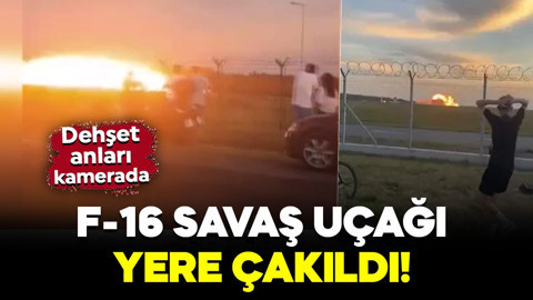 F-16 savaş uçağı yere çakıldı! O anlar kamerada