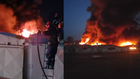 Sakarya'da boya fabrikasında yangın: Kontrol altına alındı