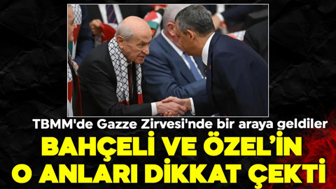 TBMM'de Gazze Zirvesi'nde bir araya geldiler! Devlet Bahçeli'nin ve Özgür Özel'in o anları dikkat çekti!