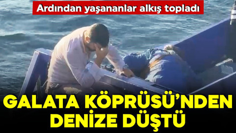 Galata Köprüsü'nde denize düştü! O anlar anbean görüntülendi