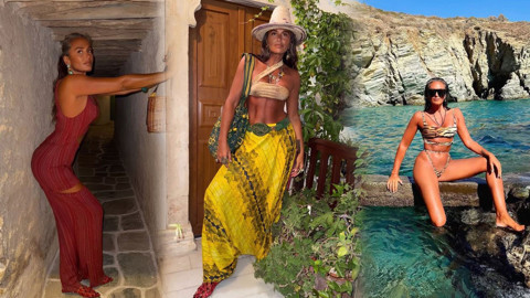 Eda Taşpınar Mikanos tatilinden paylaştı! Mayolu pozlarıyla sosyal medyayı yaktı geçti