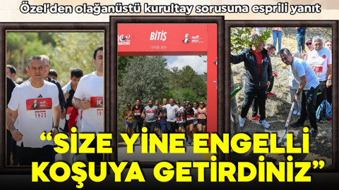 Özgür Özel, CHP 102. yıl koşusuna katıldı! Olağanüstü kurultay sorusuna esprili yanıt: 'Siz yine engelli koşuya getirdiniz'