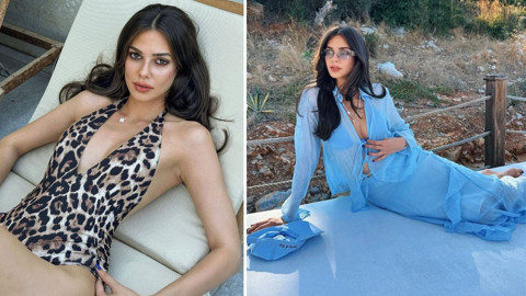 Deren Talu Bodrum tatilinden paylaştı! Leopar desenli mayosuyla pozlar verdi, fit vücudu dikkat çekti