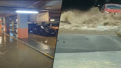 Kadıköy'de boru patladı! Araçlar göl içinde kaldı