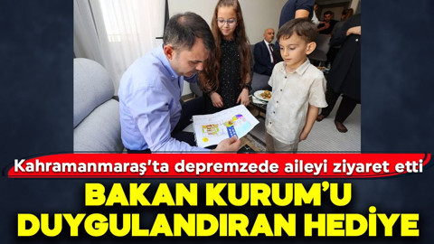Murat Kurum Kahramanmaraş'ta depremzede aileyi ziyaret etti: Miniklerden bakana duygulandıran hediye
