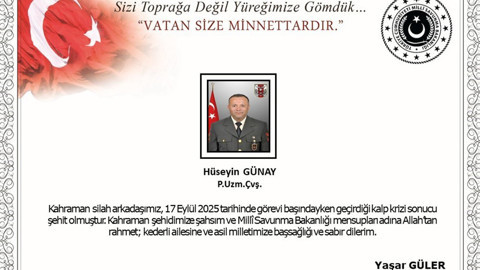 Kalp krizi geçiren Uzman Çavuş şehit oldu