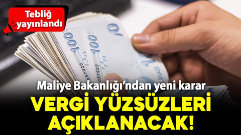 Maliye Bakanlığı vergi yüzsüzlerini açıklayacak! Tebliğ yayınlandı